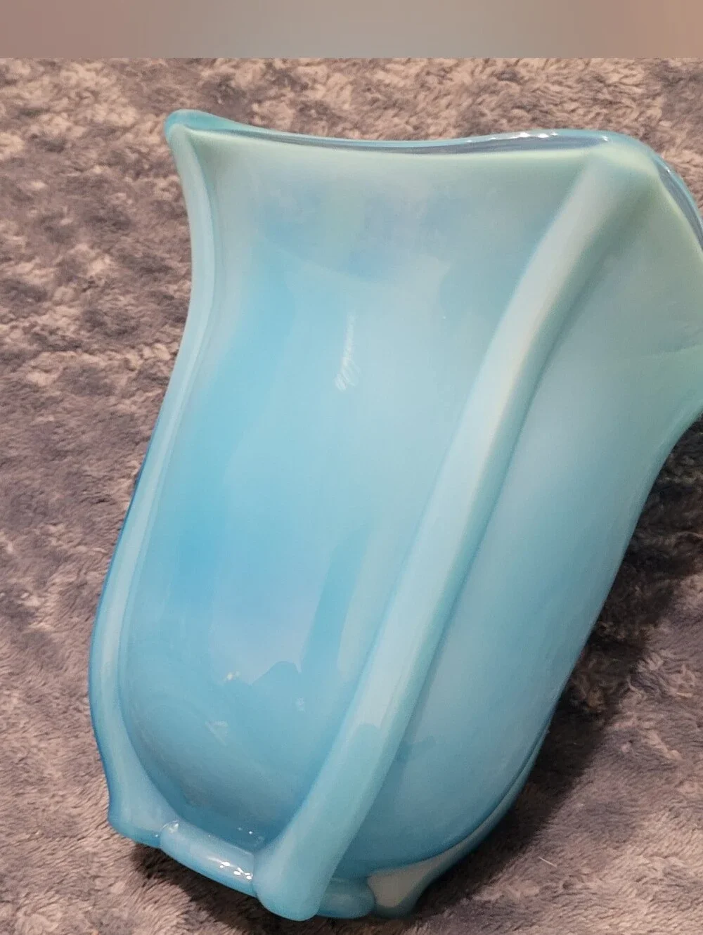 Fenton Art Glass Dandelion Breeze Hand-Painted Sky Blue Glass Flip Vase